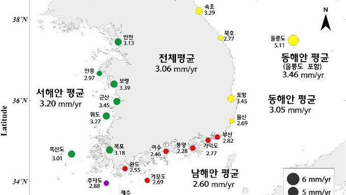 해수부, 우리나라 연안의 평균 해수면 지난 35년간 10.7cm 상승