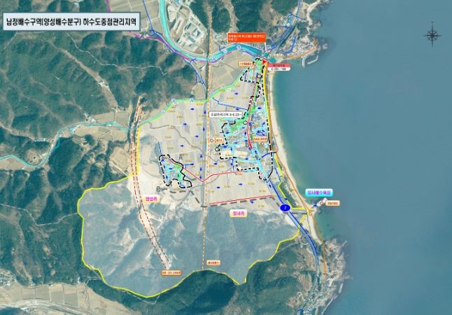 영덕군 남정면 하수도 정비 중점 관리지역 위치도.