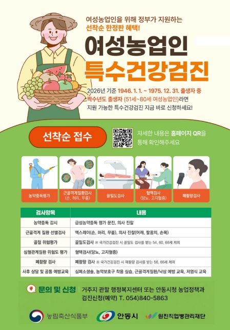 안동시, 여성농업인 특수건강검진 본격 추진