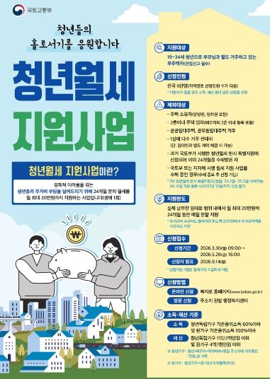 국토부 청년월세 지원사업 포스터